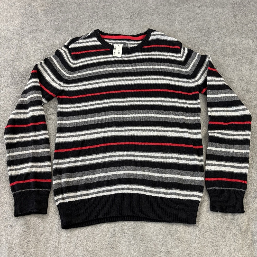 Aeropostale Sweater Men M Wool Blend Knit Multicolor Stripe Long Sleeve Crewneck